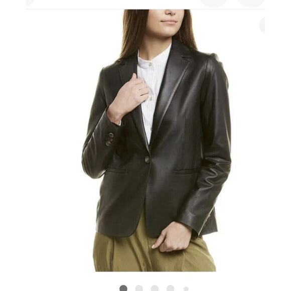 Vince Blazer leather size 10 womens black  Retails For $995 - Picture 1 of 6